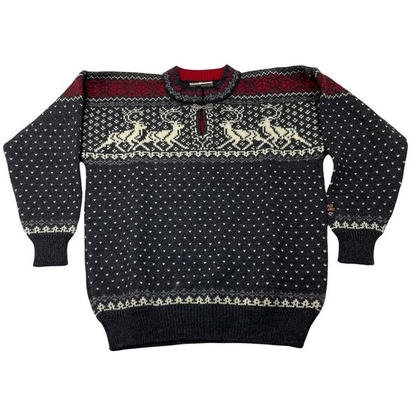 Dale of Norway Other - Dale Of Norway Mens Nowegian Wool Fair Isle Reindeer Sweater Size L Clasp Thick